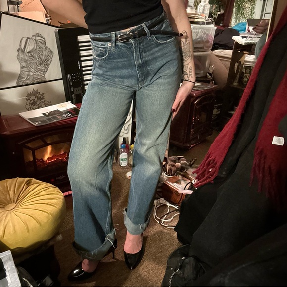 Zara Denim - Zara high waisted straight leg baggy jeans